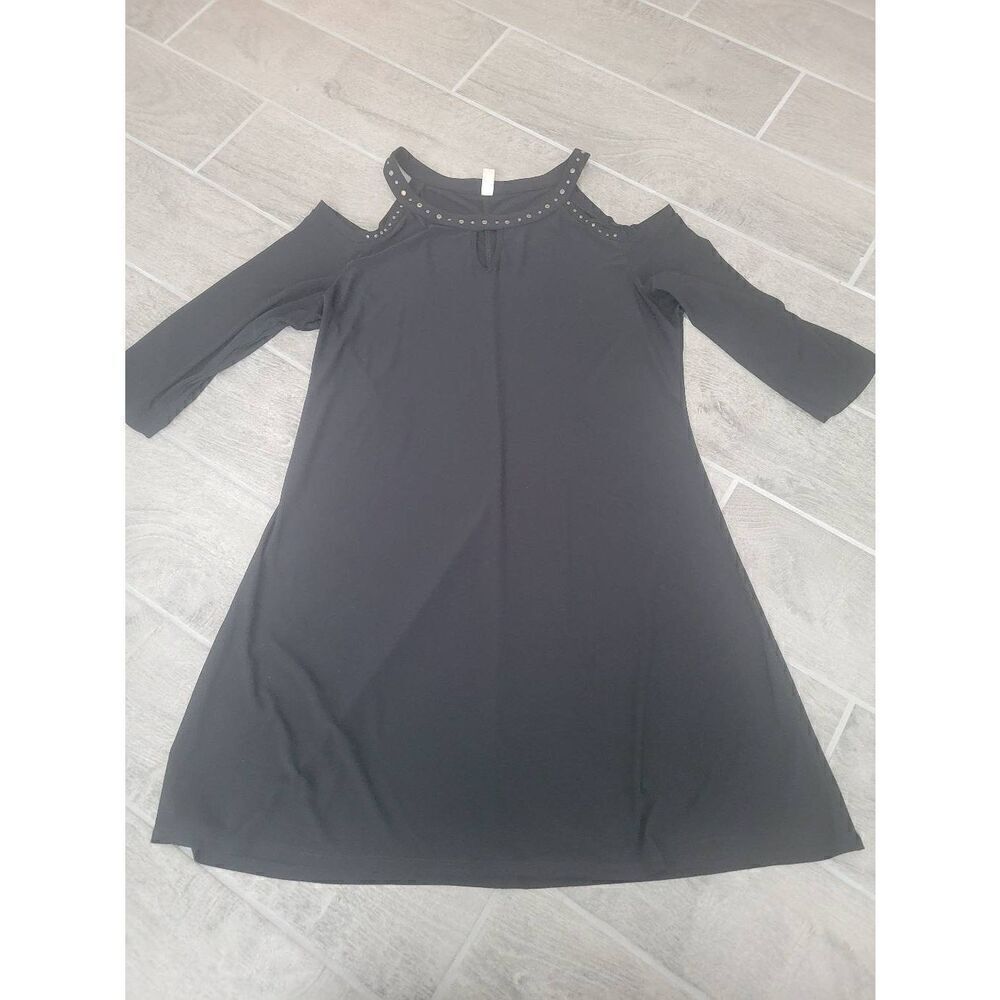 Women's Per Seption Concept Cold Shoulder‎ Black Dress Size Large